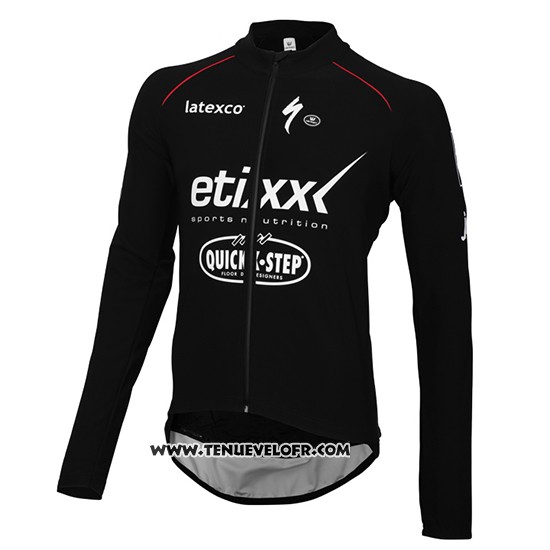 2015 Maillot Ciclismo Ettix Quick Step Noir et Blanc Manches Longues et Cuissard
